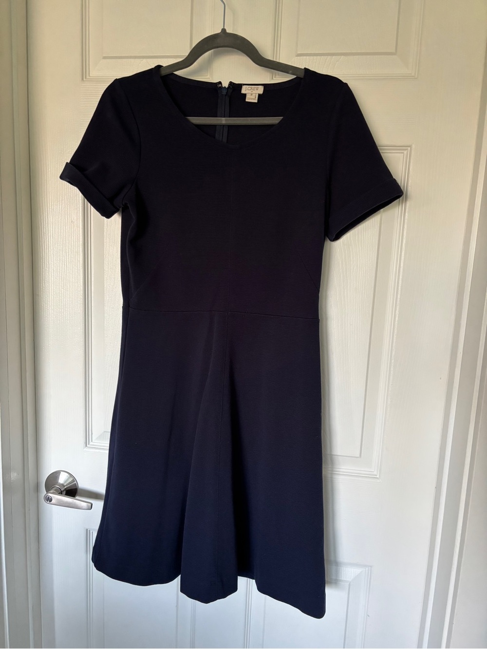 J. Crew Navy Short-Sleeve Fit & Flare Dress